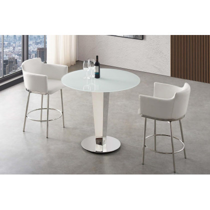 Casabianca Enzo 39 Counter Table - White, Stainless Steel