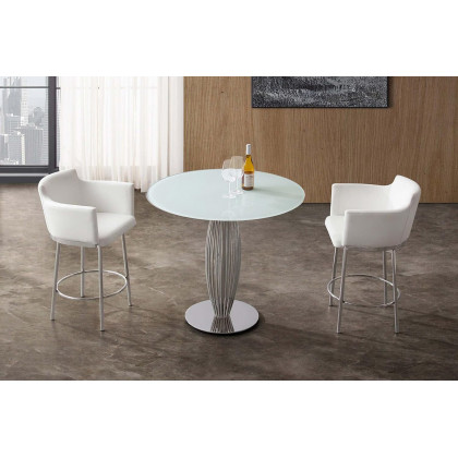 Casabianca Tasso 39 Counter Table - White, Stainless Steel