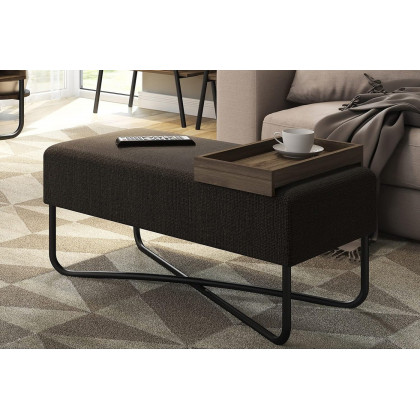 Casabianca Ace Bench - Brown, Linen/Fabric