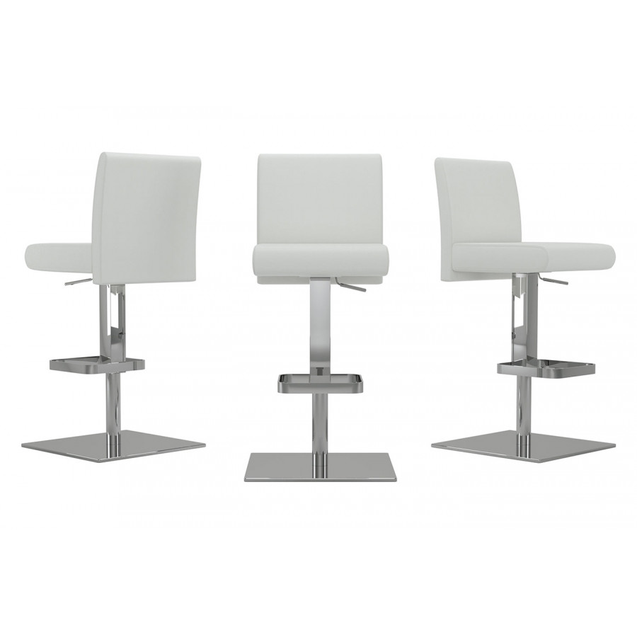 Casabianca Vittoria Swivel Bar Stool - White, Top Grain Leather