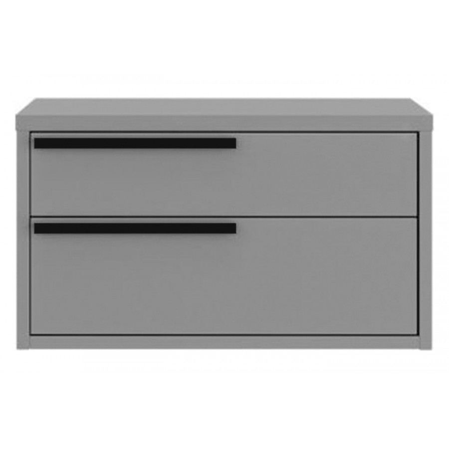 Casabianca Carter Left Nightstand with Black Handles - Gray, MDF