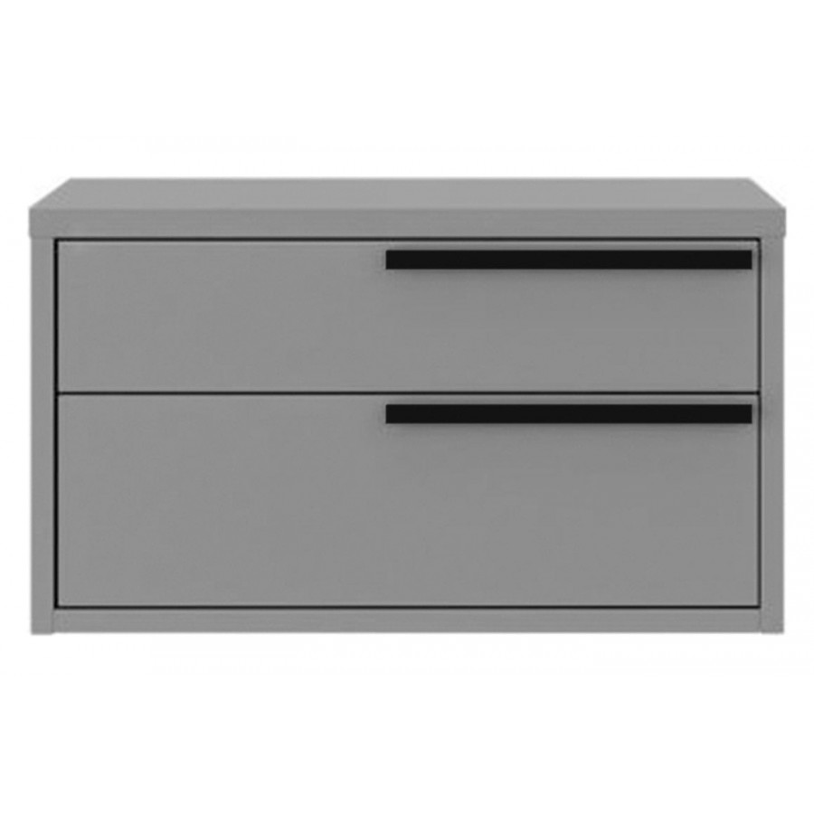 Casabianca Carter Right Nightstand with Black Handles - Gray, MDF