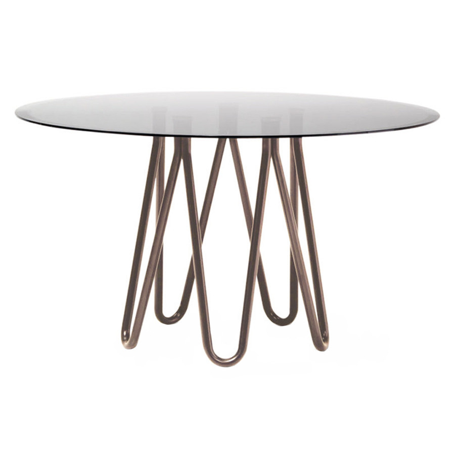 Casamania Meduse Round Dining Table - White Top, Smoky Glass
