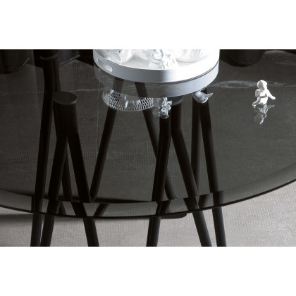 Casamania Meduse Round Dining Table - Black Top, Smoky Glass