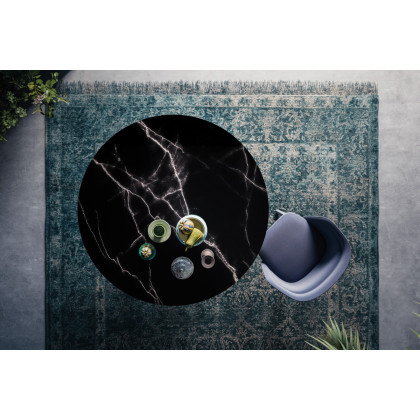 Casamania Meduse Round Dining Table - Black Top, Carrara Marble