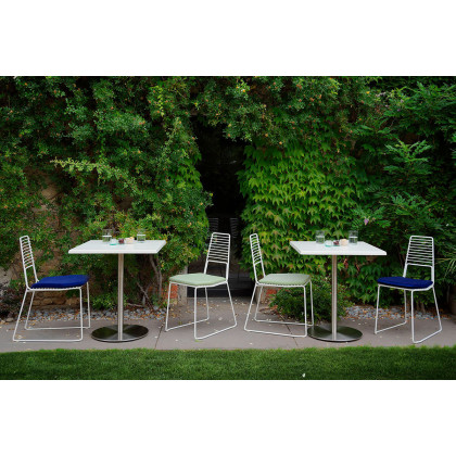 Casamania T1 Outdoor Bistrot Square Cafe Bar Table - White HPL Top and Steel Structure