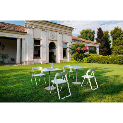 Casamania T1 Outdoor Bistrot Square Cafe Bar Table - White HPL Top and Steel Structure