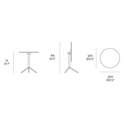 Casamania T4 Bistrot Round Cafe Bar Table - Black HPL Top