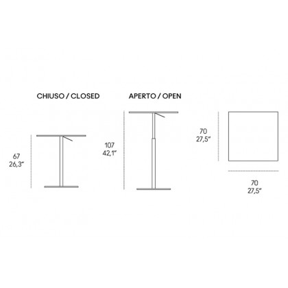 Casamania T2 Bistrot Square Cafe Bar Table - Black HPL Top and Steel Structure