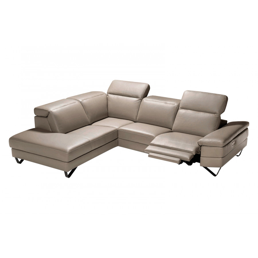 Castello - Marconi Left Facing Sectional with Electric Recliner in Full Top Grain Leather