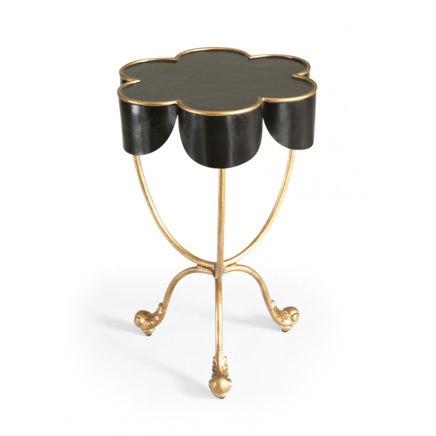Chelsea House - Seville Accent Table in Black, Antique Gold Accents