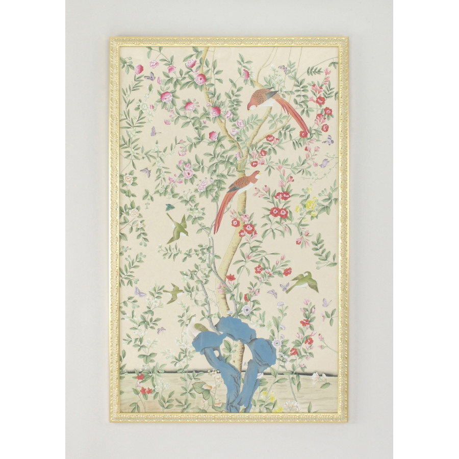 Chelsea House - Red Cockatoo Panels in Gold Frame
