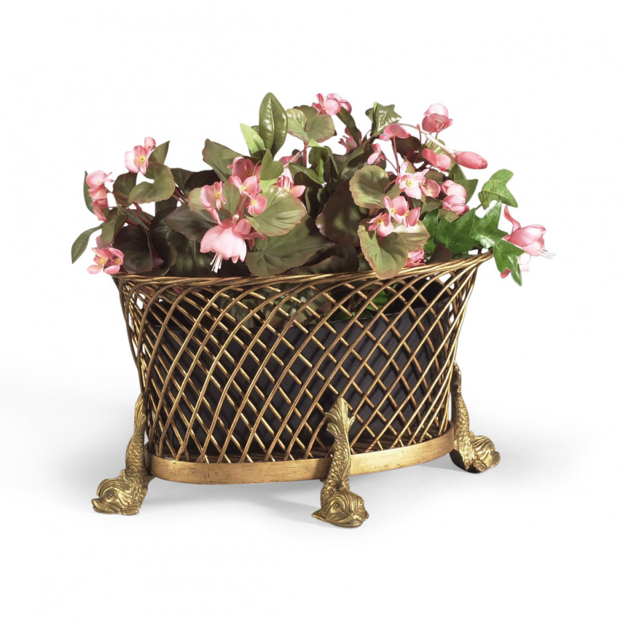 Chelsea House - Dolphin Planter in Antique Gold