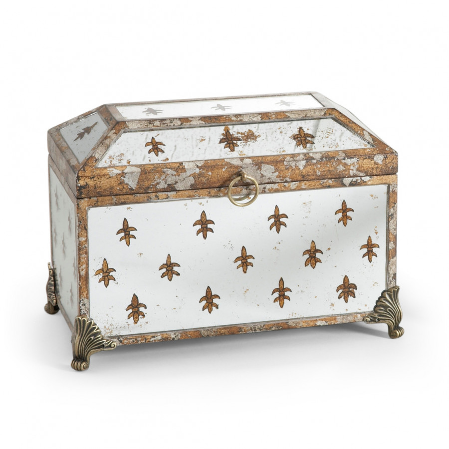 Chelsea House - Fleur De Lis Mirrored Box in Hand Painted