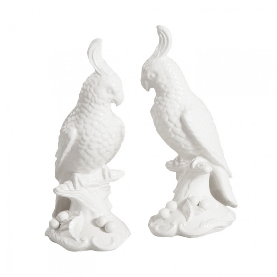 Chelsea House - Cockatoos (Pr) in White, Ceramic