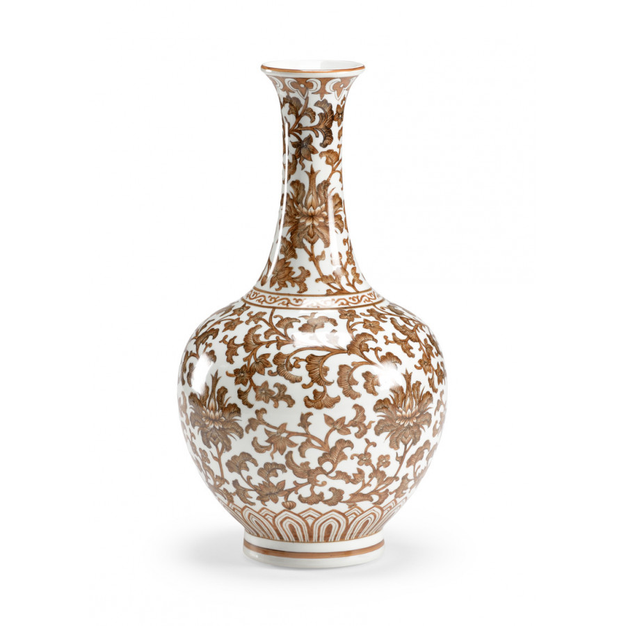 Chelsea House - Nutmeg Long Neck Vase in Hand Decorated