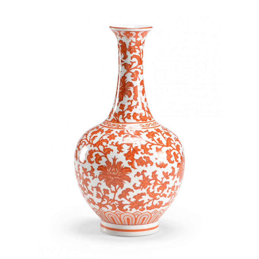 Chelsea House - Pumpkin Long Neck Vase in Hand Decorated