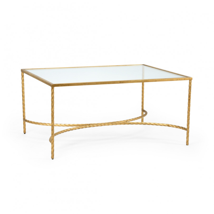 Chelsea House - Rope Cocktail Table in Gold Leaf/Clear