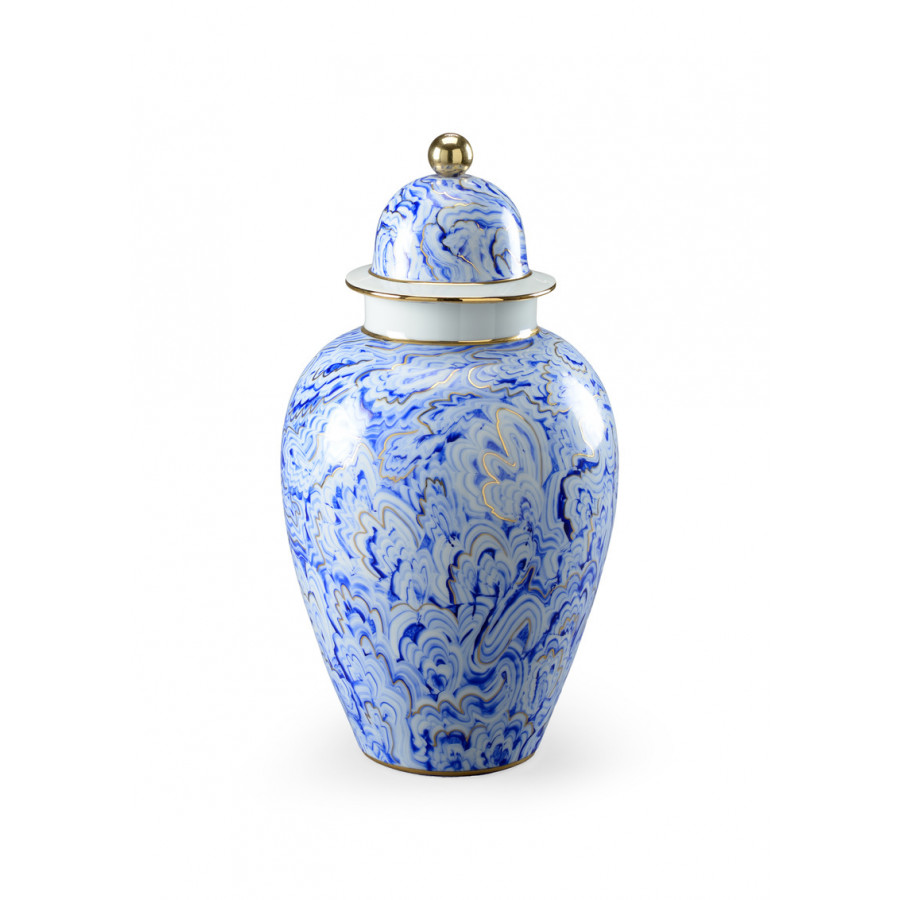 Chelsea House Marbleized Covered Urn - Blue, Large