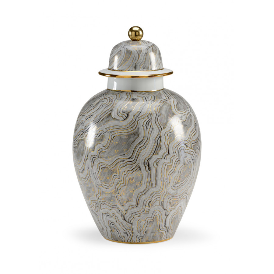 Chelsea House Marbleized Covered Urn - Gray, Large