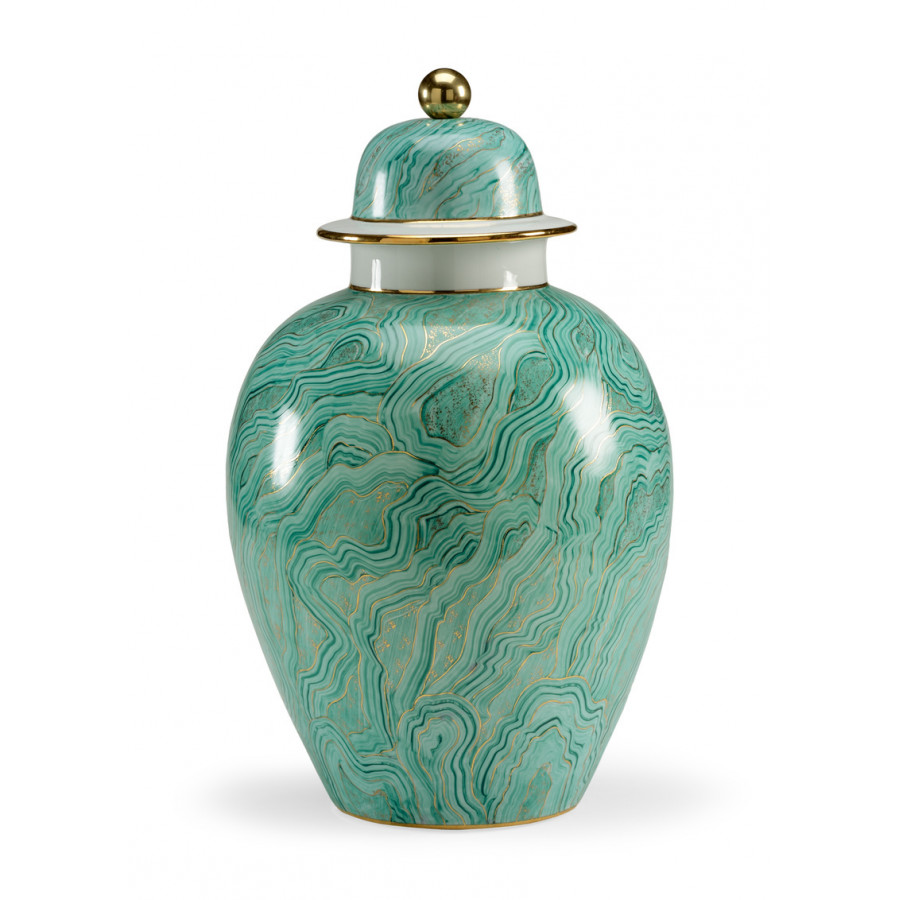 Chelsea House - Malachite Marbled Urn in Green/White