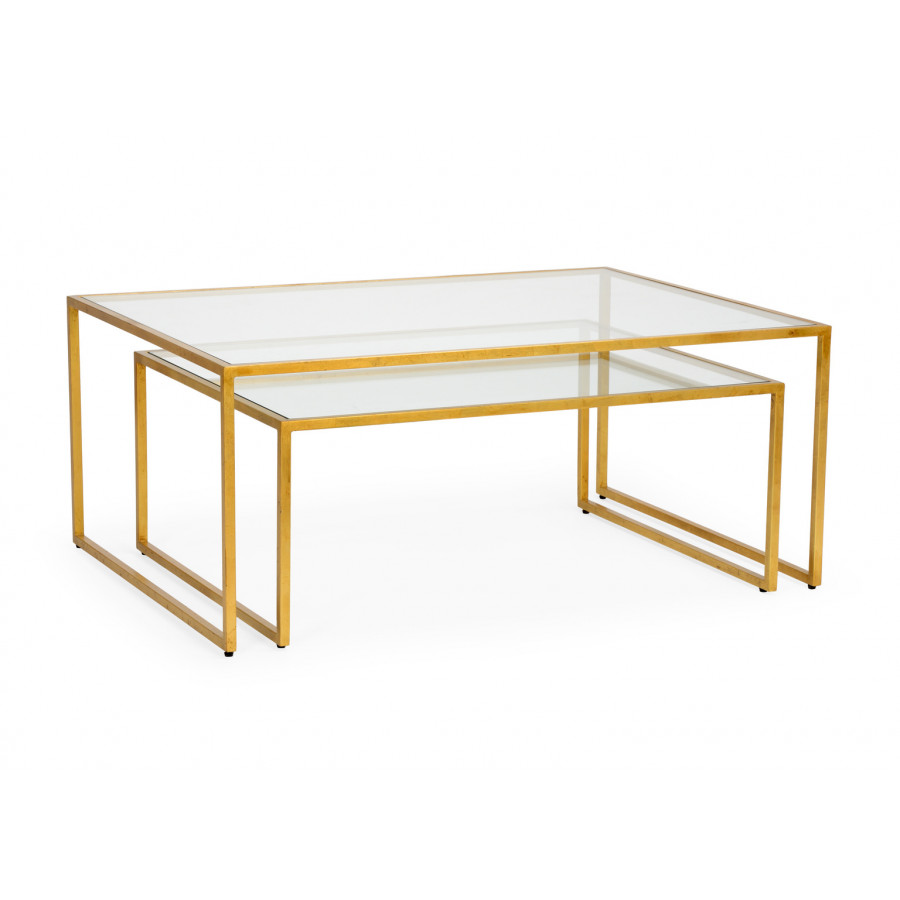 Chelsea House - Nested Cocktail Tables (S2) in Gold Leaf/Clear