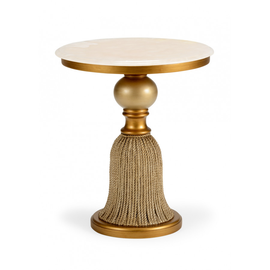 Chelsea House - Tassel Side Table in Gold/Cream