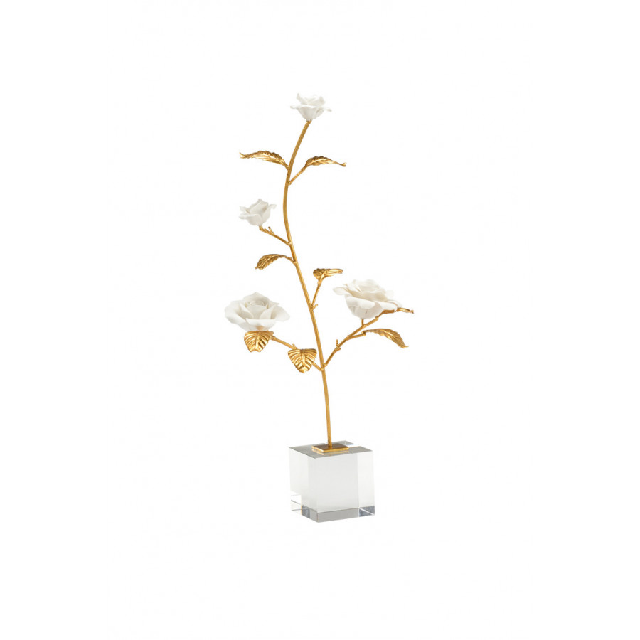 Chelsea House - Rose In Stand in Antique Gold/Matte White