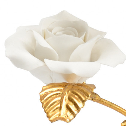 Chelsea House - Rose In Stand in Antique Gold/Matte White