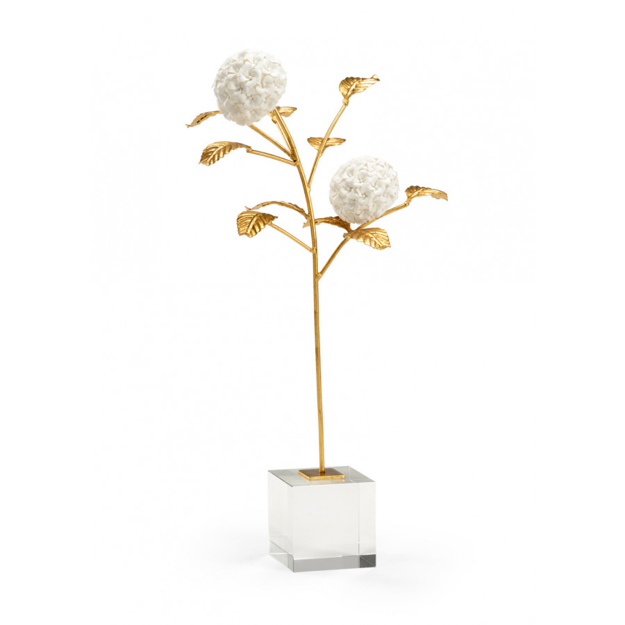 Chelsea House - Hydrangea In Stand in Antique Gold Leaf/White