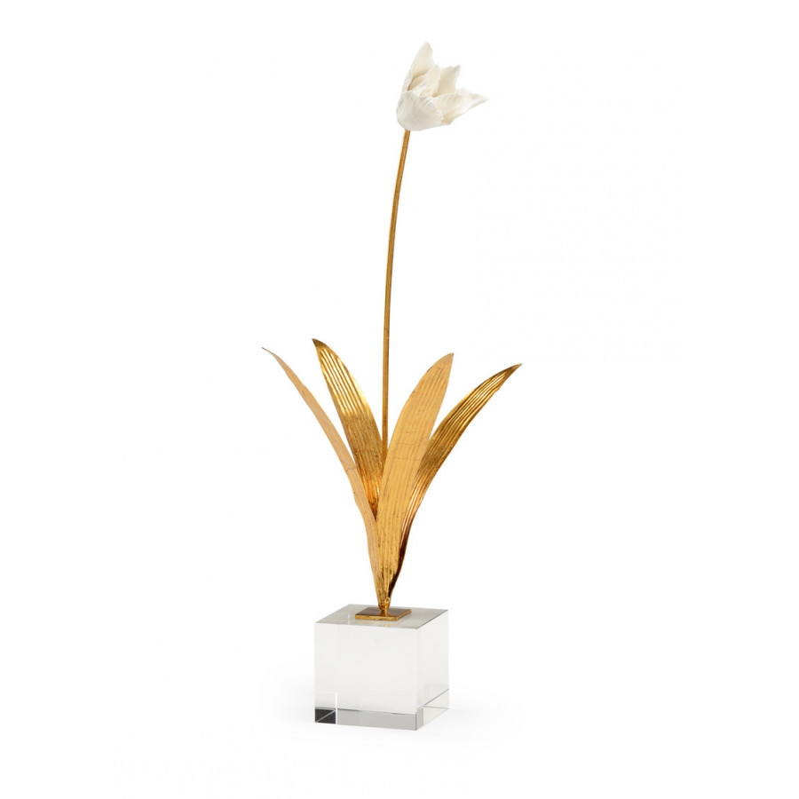 Chelsea House - Tulip In Stand in Antique Gold Leaf/White