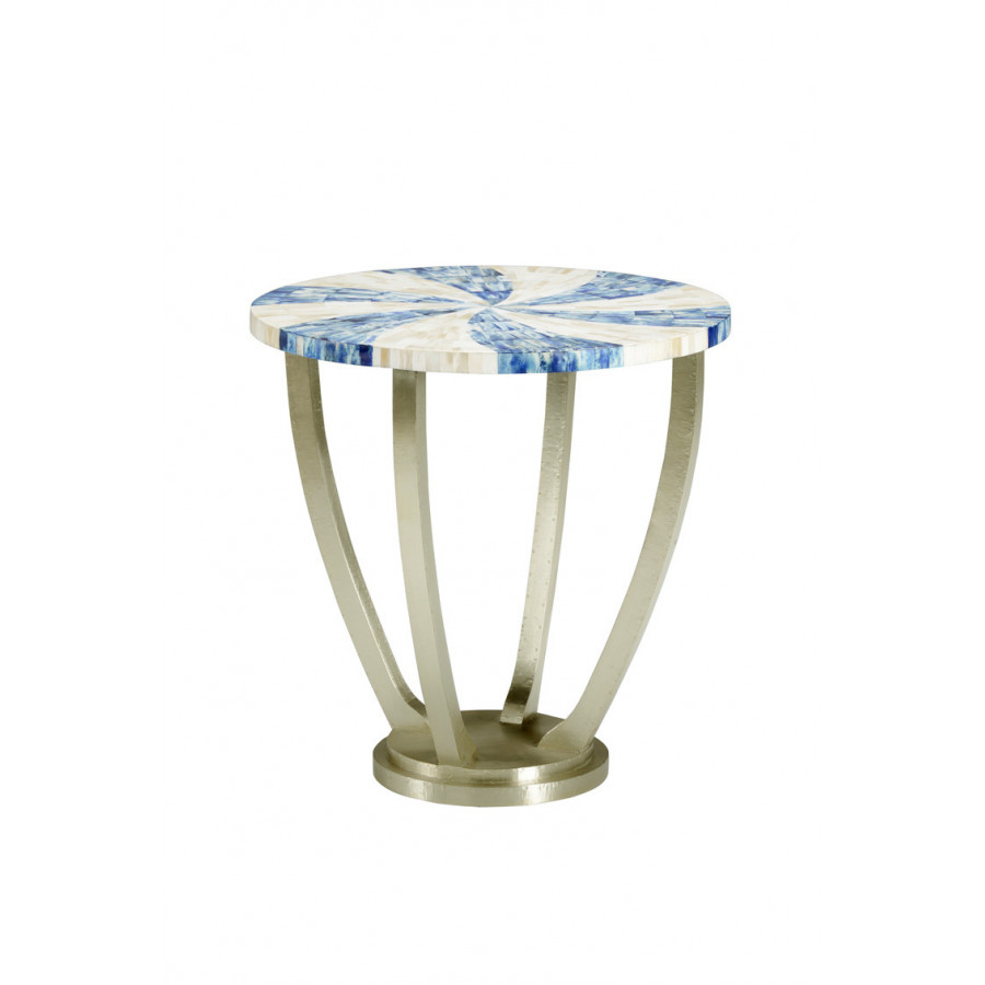 Chelsea House - Swirl Side Table in Cream/Blue, Wood/Bone