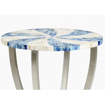 Chelsea House - Swirl Side Table in Cream/Blue, Wood/Bone