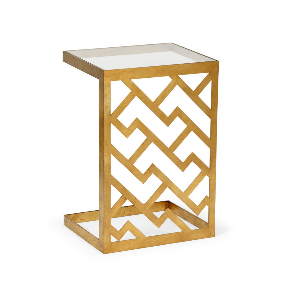 Chelsea House - Taormina Side Table in Antique Gold/Clear