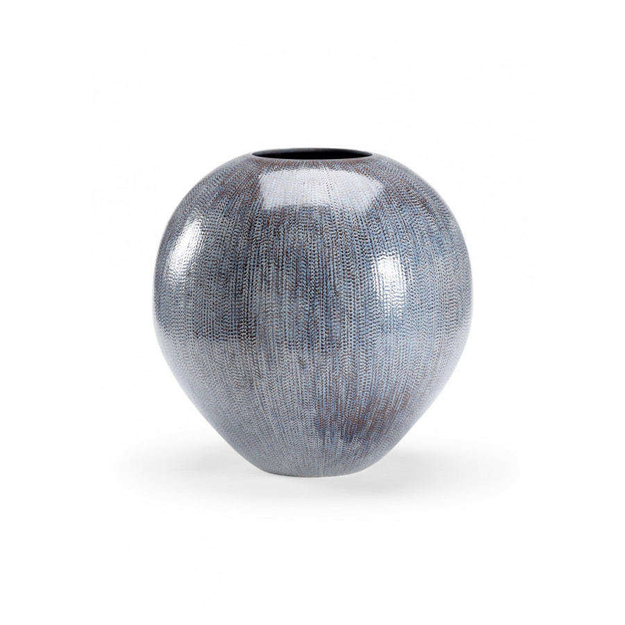Chelsea House - Round Granger Vase in Blue/Cream/Black