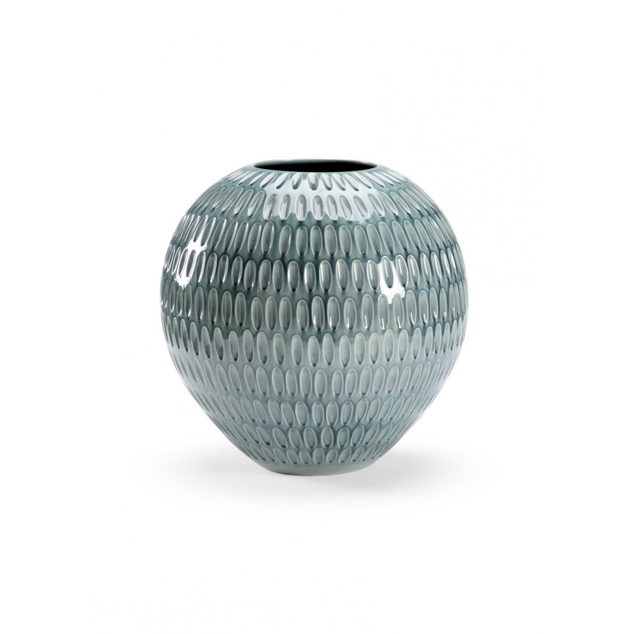 Chelsea House - Round Dimpled Vase in Sea Green