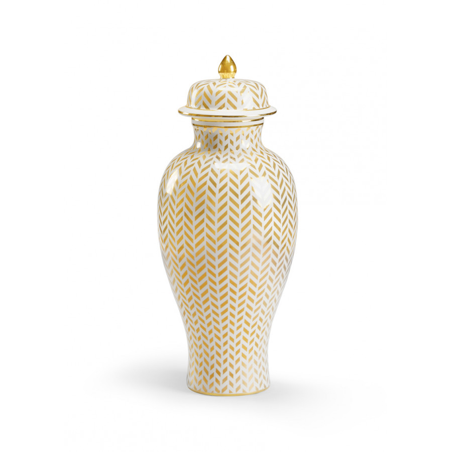 Chelsea House - Herringbone Vase in Cream/Metallic Gold
