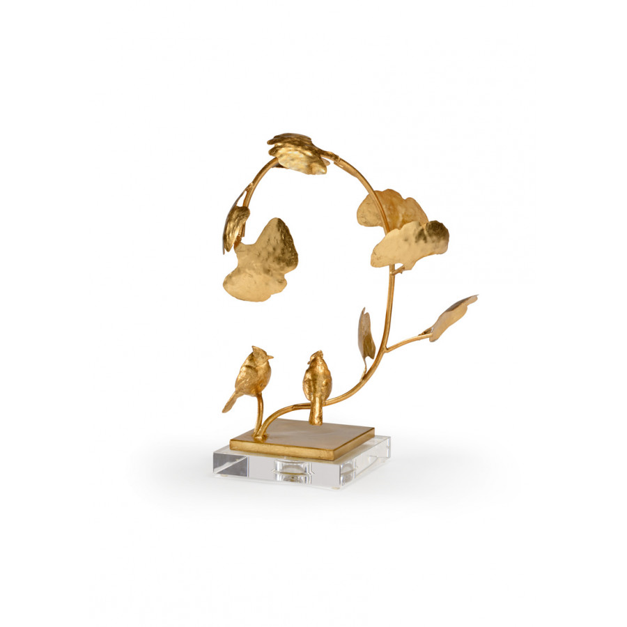 Chelsea House - Lotus And Bird Accent in Antique Gold Leaf