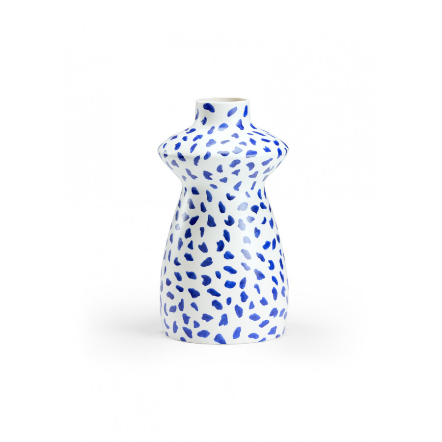 Chelsea House - Tokyo Vase in Off White/Cobalt