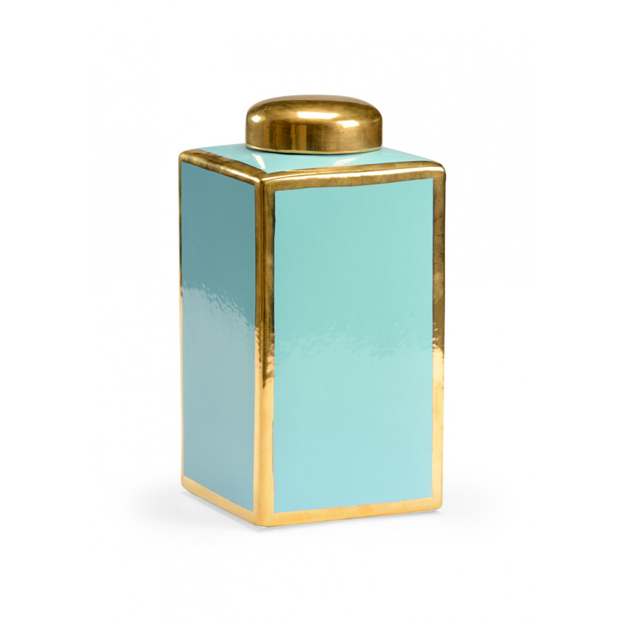 Chelsea House - Link Vase in Light Turquoise/Metallic Gold