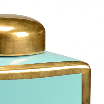 Chelsea House - Link Vase in Light Turquoise/Metallic Gold
