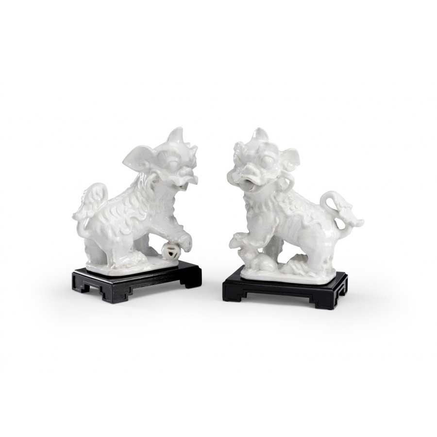 Chelsea House - Chinese Dogs (Pr) in White Crackle