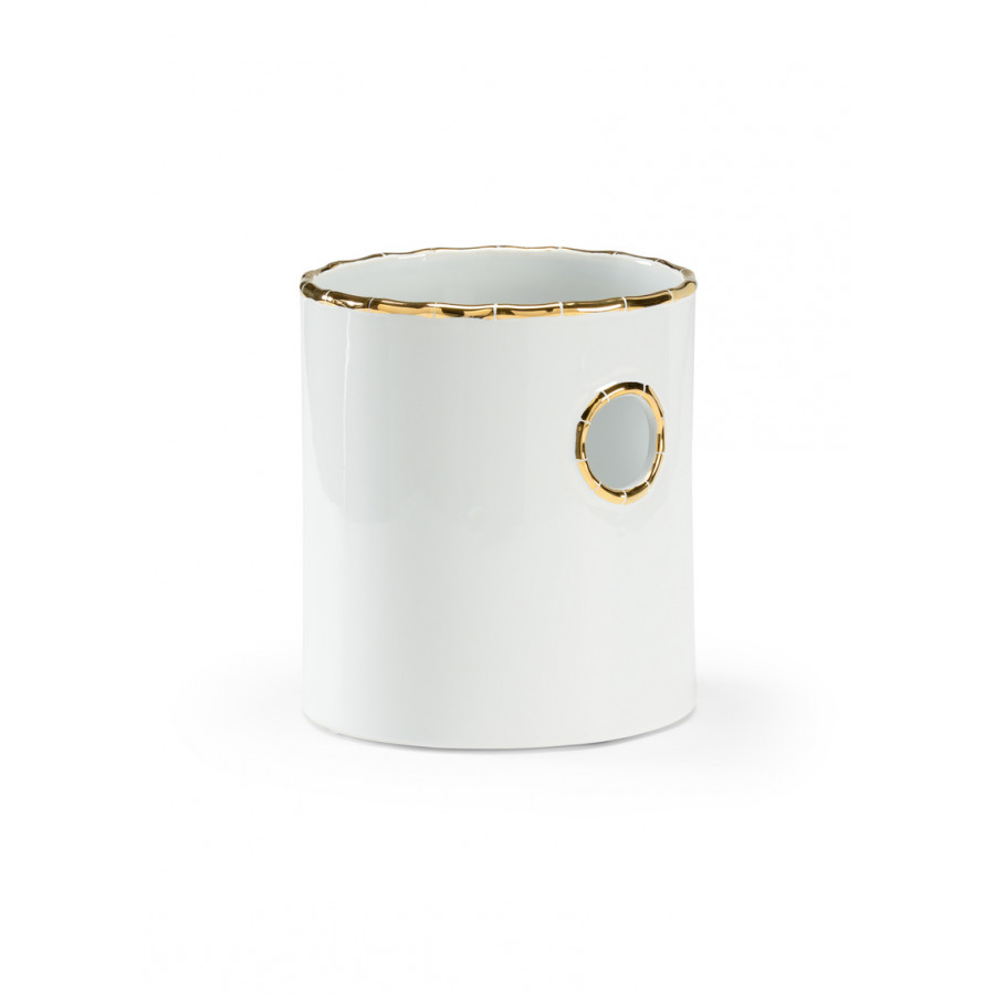 Chelsea House - Bamboo Cachepot in Metallic Gold/White
