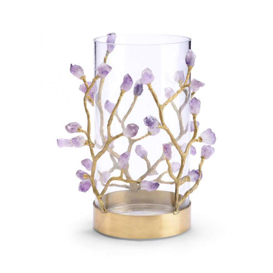Chelsea House - Vase With Crystal in Clear/Natural Purple