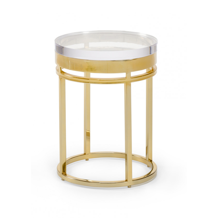 Chelsea House - Shelby End Table in Polished Brass/Clear