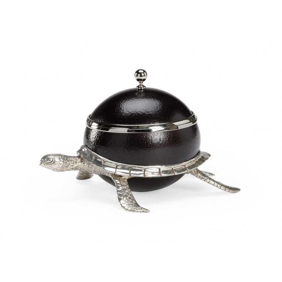 Chelsea House - Ostrich Shell Turtle Box in Silver Plated