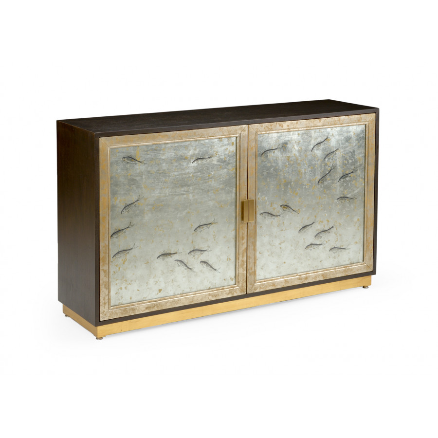 Chelsea House - Chinoiserie Cabinet Fish in Walnut/Silver Leaf
