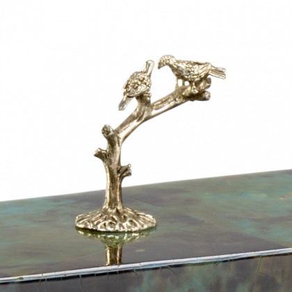 Chelsea House - Bird Handle Box in Tiger Pen Shell/Silver Plated