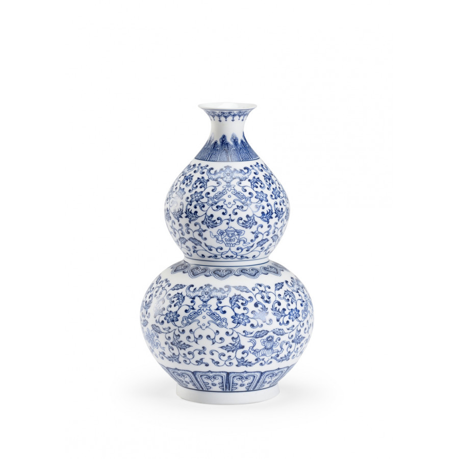 Chelsea House - Kofun Gourd Vase in White/Blue/Matte