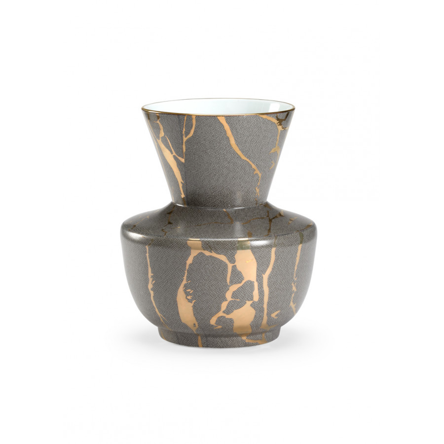 Chelsea House - Skin Vase in Grays Decal/Metallic Gold